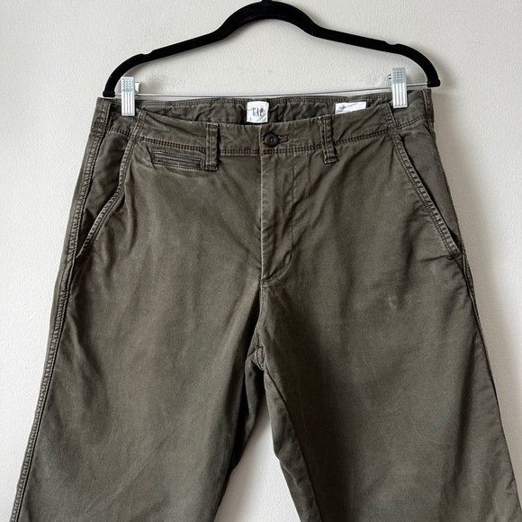 Gap plaid flannel lined chinos pants olive green mens 32 x 32 - Picture 3 of 9